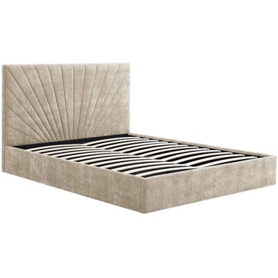 Vente-unique Lit coffre 180 x 200 cm - Tissu texturé - Beige - RIBIOLA Vente-unique Lit coffre 180 x 200 cm - Tissu texturé - Beige - RIBIOLA