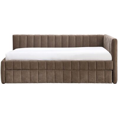 Vente-unique Lit banquette avec tiroir gigogne 90 x 190 cm – Tissu - Marron – BAVOK Vente-unique Lit banquette avec tiroir gigogne 90 x 190 cm – Tissu - Marron – BAVOK