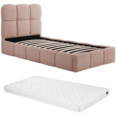 Vente-unique Lit coffre 90 x 190 cm – Tissu texturé – Rose + Matelas – DILUDO Vente-unique Lit coffre 90 x 190 cm – Tissu texturé – Rose + Matelas – DILUDO