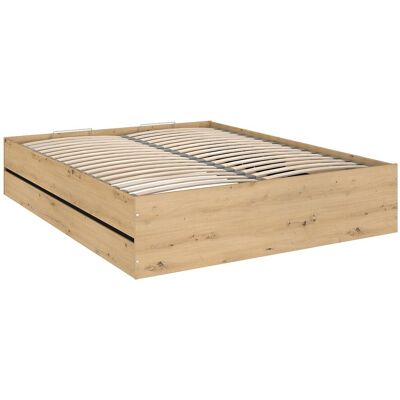 Vente-unique Lit coffre 160 x 200 cm - Coloris : Naturel et noir - LUDARO Vente-unique Lit coffre 160 x 200 cm - Coloris : Naturel et noir - LUDARO