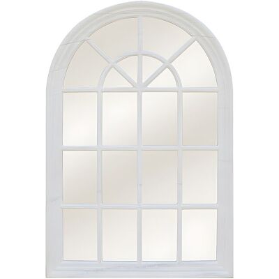 Vente-unique Miroir fenêtre en bois de paulownia - L. 80 x H. 120 cm - Blanc effet vieilli - MONTESQUIEU Vente-unique Miroir fenêtre en bois de paulownia - L. 80 x H. 120 cm - Blanc effet vieilli - MONTESQUIEU
