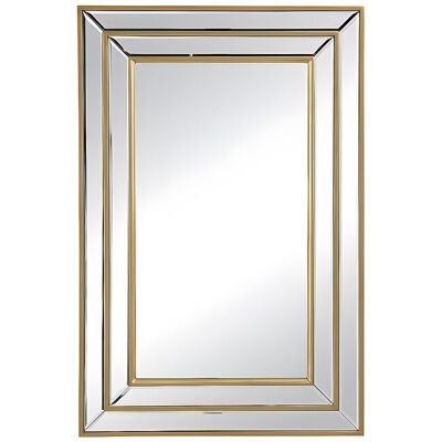 Vente-unique Miroir biseauté en bois d'eucalyptus - L. 60 x H. 90 cm - Doré - BAKOU Vente-unique Miroir biseauté en bois d'eucalyptus - L. 60 x H. 90 cm - Doré - BAKOU
