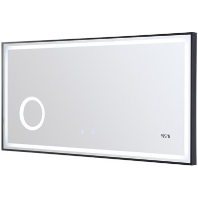 Vente-unique Miroir de salle de bain rectangulaire lumineux avec horloge digitale - Noir - 120 x 60 cm - AITANA Vente-unique Miroir de salle de bain rectangulaire lumineux avec horloge digitale - Noir - 120 x 60 cm - AITANA