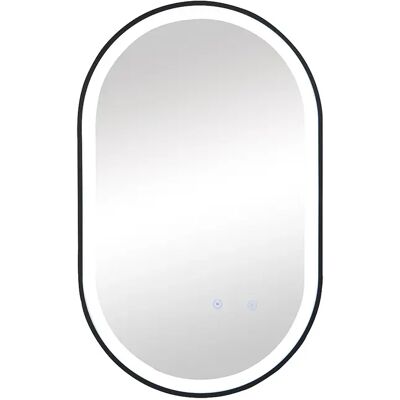 Vente-unique Miroir de salle de bain lumineux ovale anti buée avec contour noir - 50 x 80 cm - ALARICO Vente-unique Miroir de salle de bain lumineux ovale anti buée avec contour noir - 50 x 80 cm - ALARICO