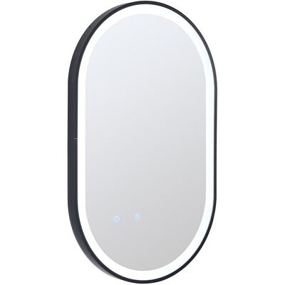 Vente-unique Miroir de salle de bain lumineux ovale anti buée avec contour noir - 60 x 90 cm - ALARICO Vente-unique Miroir de salle de bain lumineux ovale anti buée avec contour noir - 60 x 90 cm - ALARICO