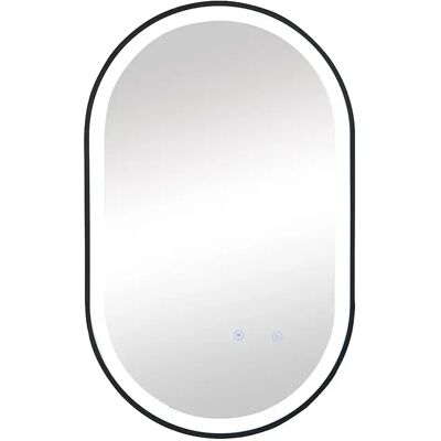 Vente-unique Miroir de salle de bain lumineux ovale anti buée avec contour noir - 60 x 90 cm - ALARICO Vente-unique Miroir de salle de bain lumineux ovale anti buée avec contour noir - 60 x 90 cm - ALARICO