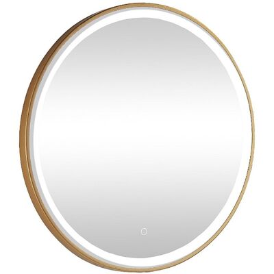 Vente-unique Miroir de salle de bain lumineux rond doré avec Leds - D80 cm - NUMEA Vente-unique Miroir de salle de bain lumineux rond doré avec Leds - D80 cm - NUMEA