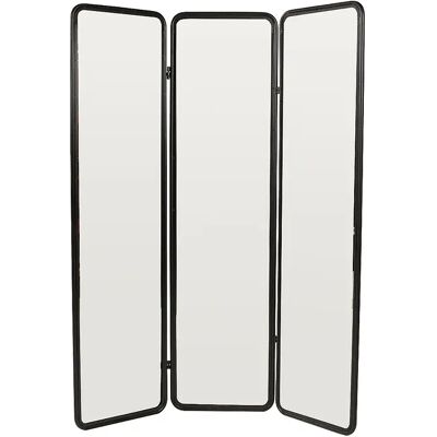 Vente-unique Paravent miroir 3 pans en métal - L. 146 x H. 180 cm - Noir - MIROLY Vente-unique Paravent miroir 3 pans en métal - L. 146 x H. 180 cm - Noir - MIROLY