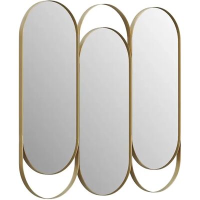 Vente-unique Miroir triptyque art déco en métal - L.76 x H. 69.5 cm - Doré - JICHIMI Vente-unique Miroir triptyque art déco en métal - L.76 x H. 69.5 cm - Doré - JICHIMI