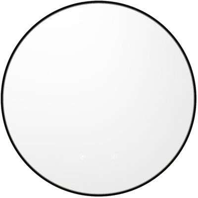 Vente-unique Miroir de salle de bain lumineux rond anti buée avec contour noir - D60 cm - PEONIA Vente-unique Miroir de salle de bain lumineux rond anti buée avec contour noir - D60 cm - PEONIA