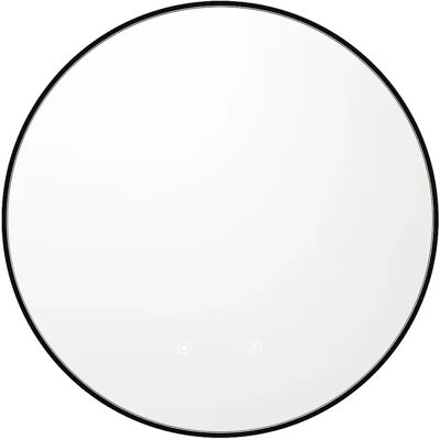 Vente-unique Miroir de salle de bain lumineux rond anti buée avec contour noir - D60 cm - PEONIA Vente-unique Miroir de salle de bain lumineux rond anti buée avec contour noir - D60 cm - PEONIA