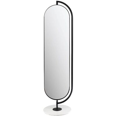 Vente-unique Miroir sur pied avec rangements et patères en métal - L. 44 x H. 169 cm - Noir - TOMONO Vente-unique Miroir sur pied avec rangements et patères en métal - L. 44 x H. 169 cm - Noir - TOMONO