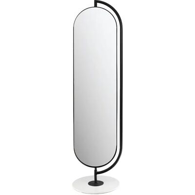 Vente-unique Miroir sur pied avec rangements et patères en métal - L. 44 x H. 169 cm - Noir - TOMONO Vente-unique Miroir sur pied avec rangements et patères en métal - L. 44 x H. 169 cm - Noir - TOMONO
