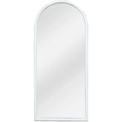 Vente-unique Grand miroir arche en bois de paulownia - L. 80 x H. 180 cm - Blanc - EZAREL Vente-unique Grand miroir arche en bois de paulownia - L. 80 x H. 180 cm - Blanc - EZAREL