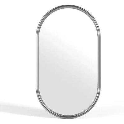 Vente-unique Miroir mural ovale en acier inoxydable - L. 40 x H. 70 cm - Chromé - REFLEYA Vente-unique Miroir mural ovale en acier inoxydable - L. 40 x H. 70 cm - Chromé - REFLEYA