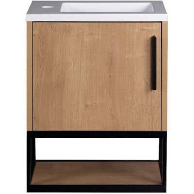 Vente-unique Meuble lave-main suspendu avec niche et vasque blanche - 40 cm - Coloris naturel clair - LOPENA Vente-unique Meuble lave-main suspendu avec niche et vasque blanche - 40 cm - Coloris naturel clair - LOPENA