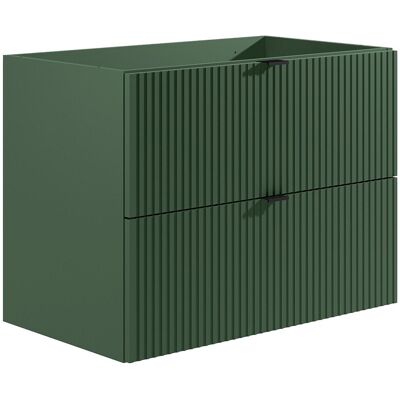 Vente-unique Meuble sous vasque suspendu strié - Vert mat - 80 cm - ZEVINI Vente-unique Meuble sous vasque suspendu strié - Vert mat - 80 cm - ZEVINI
