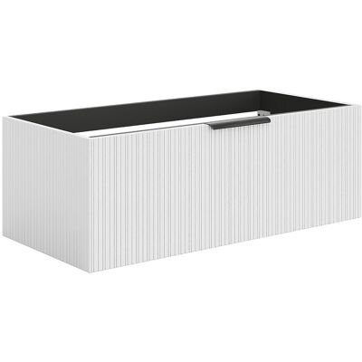 Vente-unique Meuble sous vasque suspendu strié - Coloris blanc - 100 cm - PALIRO Vente-unique Meuble sous vasque suspendu strié - Coloris blanc - 100 cm - PALIRO