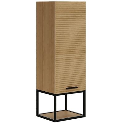 Vente-unique Colonne de salle de bain suspendue striée avec niche - Naturel clair - H104 cm - SARONE Vente-unique Colonne de salle de bain suspendue striée avec niche - Naturel clair - H104 cm - SARONE