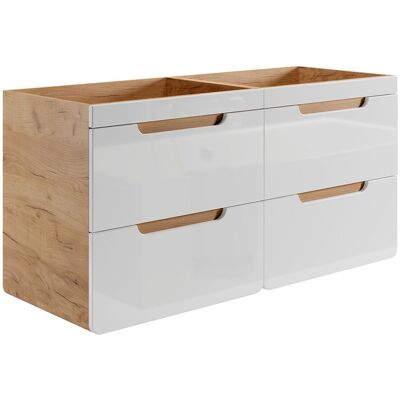 Vente-unique Meuble sous vasque suspendu coloris naturel et blanc - 120 cm - ARUBA Vente-unique Meuble sous vasque suspendu coloris naturel et blanc - 120 cm - ARUBA