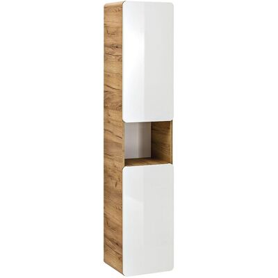 Vente-unique Colonne de salle de bain coloris naturel et blanc - L35 x l32 x H170 cm - ARUBA Vente-unique Colonne de salle de bain coloris naturel et blanc - L35 x l32 x H170 cm - ARUBA