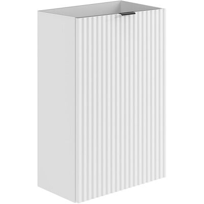 Vente-unique Meuble pour lave main strié porte réversible blanc - H60 x L40 x P22 - VAHIRA Vente-unique Meuble pour lave main strié porte réversible blanc - H60 x L40 x P22 - VAHIRA