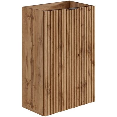 Vente-unique Meuble pour lave main strié porte réversible naturel clair - H60 x L40 x P22 - VAHIRA Vente-unique Meuble pour lave main strié porte réversible naturel clair - H60 x L40 x P22 - VAHIRA