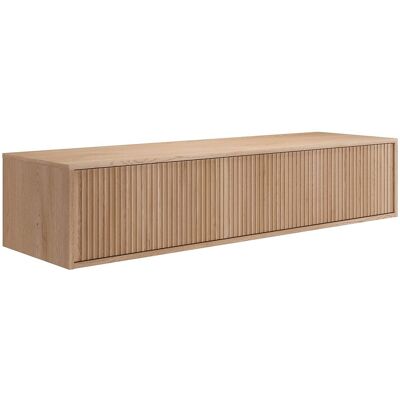 Vente-unique Meuble sous vasque suspendu strié - Naturel clair - 150 cm - ARNEGA Vente-unique Meuble sous vasque suspendu strié - Naturel clair - 150 cm - ARNEGA