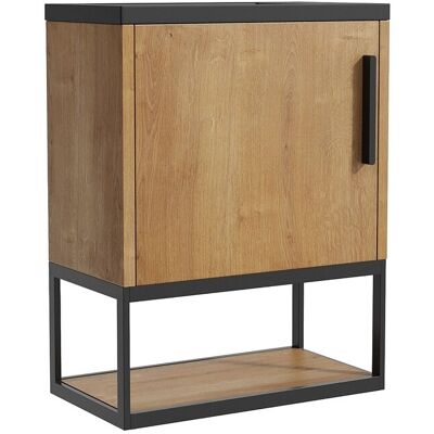 Vente-unique Meuble lave-main suspendu avec niche et vasque noire - 40 cm - Coloris naturel clair - LOPENA Vente-unique Meuble lave-main suspendu avec niche et vasque noire - 40 cm - Coloris naturel clair - LOPENA