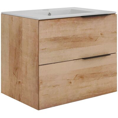 Vente-unique Meuble de salle de bain suspendu avec vasque à encastrer - Naturel clair - 60 cm - NISAYA Vente-unique Meuble de salle de bain suspendu avec vasque à encastrer - Naturel clair - 60 cm - NISAYA