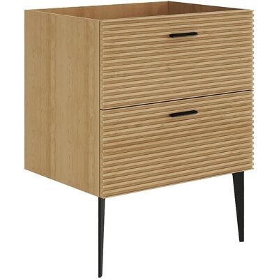 Vente-unique Meuble sous vasque strié sur pieds - 2 tiroirs - Naturel clair - 60 cm - SARONE Vente-unique Meuble sous vasque strié sur pieds - 2 tiroirs - Naturel clair - 60 cm - SARONE