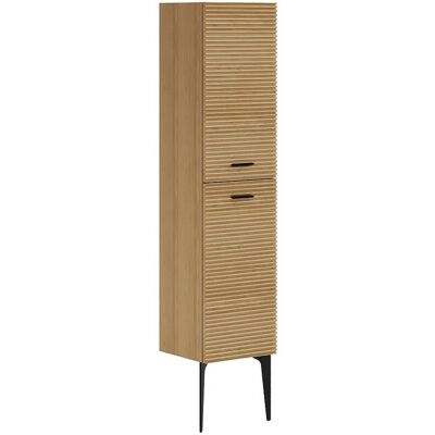 Vente-unique Colonne de salle de bain striée sur pieds - Naturel clair - H140 cm - SARONE Vente-unique Colonne de salle de bain striée sur pieds - Naturel clair - H140 cm - SARONE