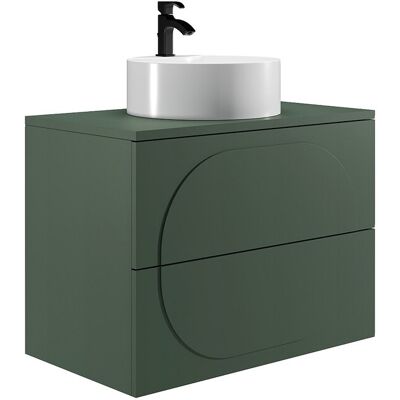Vente-unique Meuble de salle de bain suspendu avec vasque à poser ronde - Vert - 80 cm - VUTOMA Vente-unique Meuble de salle de bain suspendu avec vasque à poser ronde - Vert - 80 cm - VUTOMA