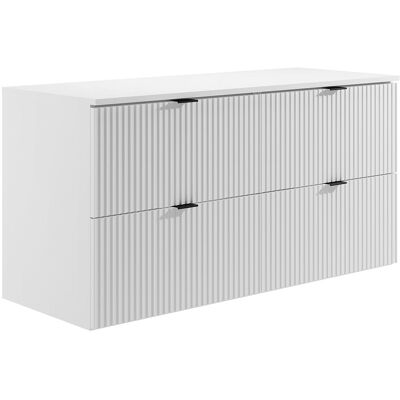 Vente-unique Meuble sous vasque suspendu strié avec planche - Blanc mat - 120 cm - ZEVINI Vente-unique Meuble sous vasque suspendu strié avec planche - Blanc mat - 120 cm - ZEVINI