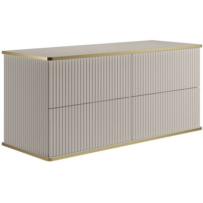 Vente-unique Meuble sous vasque suspendu strié liseré doré - Beige - 120 cm - KELIZA Vente-unique Meuble sous vasque suspendu strié liseré doré - Beige - 120 cm - KELIZA