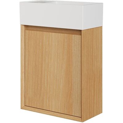 Vente-unique Meuble lave main suspendu avec vasque en résine blanc mat - Naturel clair - 40 x 25.5 x 57 cm - SOREL Vente-unique Meuble lave main suspendu avec vasque en résine blanc mat - Naturel clair - 40 x 25.5 x 57 cm - SOREL