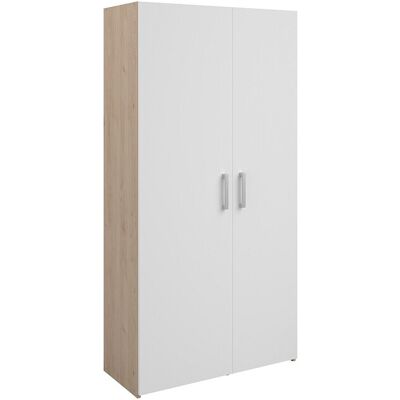 Vente-unique Rangement de buanderie – Naturel clair et blanc – L92 x H184 cm – ERKANO Vente-unique Rangement de buanderie – Naturel clair et blanc – L92 x H184 cm – ERKANO