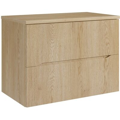 Vente-unique Meuble sous vasque suspendu strié avec planche - Naturel clair - 80 cm - ORISO Vente-unique Meuble sous vasque suspendu strié avec planche - Naturel clair - 80 cm - ORISO