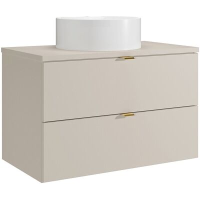 Vente-unique Meuble de salle de bain suspendu avec vasque à poser ronde - Beige - 80 cm - LAVENA Vente-unique Meuble de salle de bain suspendu avec vasque à poser ronde - Beige - 80 cm - LAVENA