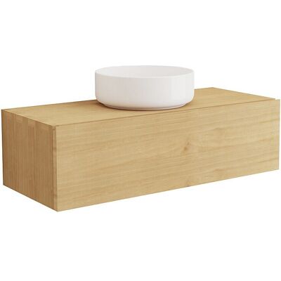 Vente-unique Meuble de salle de bain suspendu en bois de mindi avec vasque à poser ronde en céramique - 95 cm - TIDORE Vente-unique Meuble de salle de bain suspendu en bois de mindi avec vasque à poser ronde en céramique - 95 cm - TIDORE