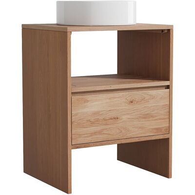Vente-unique Meuble de salle de bain en chêne massif avec vasque à poser ronde - Naturel clair - 60 cm - CAVIZO Vente-unique Meuble de salle de bain en chêne massif avec vasque à poser ronde - Naturel clair - 60 cm - CAVIZO