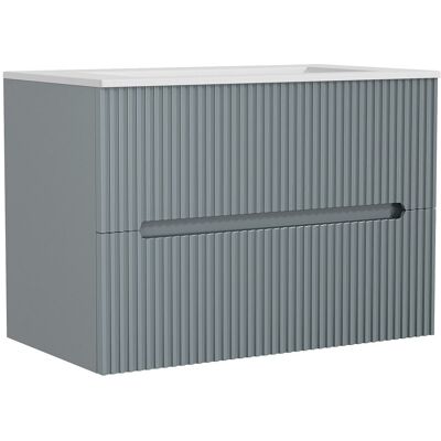 Vente-unique Meuble de salle de bain suspendu avec vasque à encastrer - Strié bleu ciel - 80 cm - PAVANI Vente-unique Meuble de salle de bain suspendu avec vasque à encastrer - Strié bleu ciel - 80 cm - PAVANI