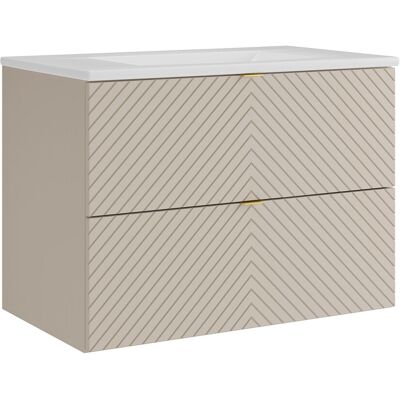 Vente-unique Meuble de salle de bain suspendu en chevrons avec vasque à encastrer - Beige - 80 cm - DORIONI Vente-unique Meuble de salle de bain suspendu en chevrons avec vasque à encastrer - Beige - 80 cm - DORIONI