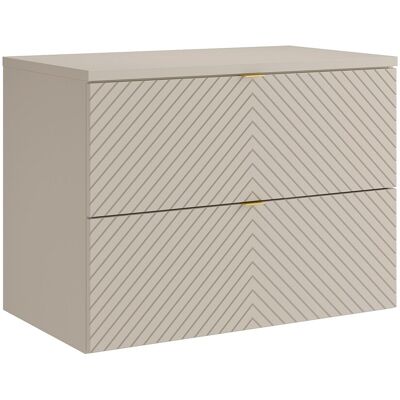 Vente-unique Meuble sous vasque suspendu en chevrons avec planche - Beige - 80 cm - DORIONI Vente-unique Meuble sous vasque suspendu en chevrons avec planche - Beige - 80 cm - DORIONI