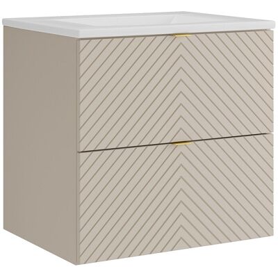 Vente-unique Meuble de salle de bain suspendu en chevrons avec vasque à encastrer - Beige - 60 cm - DORIONI Vente-unique Meuble de salle de bain suspendu en chevrons avec vasque à encastrer - Beige - 60 cm - DORIONI