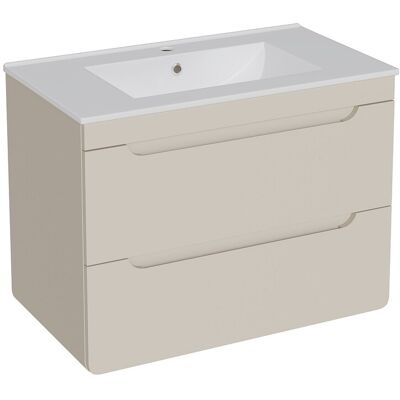 Vente-unique Meuble de salle de bain suspendu avec vasque à encaster - Beige - 80 cm - ARUBA Vente-unique Meuble de salle de bain suspendu avec vasque à encaster - Beige - 80 cm - ARUBA