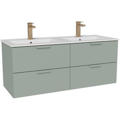 Vente-unique Meuble de salle de bain suspendu avec vasque à encastrer et robinet – Vert amande– L120 cm – AVORELI Vente-unique Meuble de salle de bain suspendu avec vasque à encastrer et robinet – Vert amande– L120 cm – AVORELI