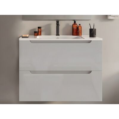 Vente-unique Meuble simple vasque suspendu - Blanc - 80 cm - STEFANIE Vente-unique Meuble simple vasque suspendu - Blanc - 80 cm - STEFANIE