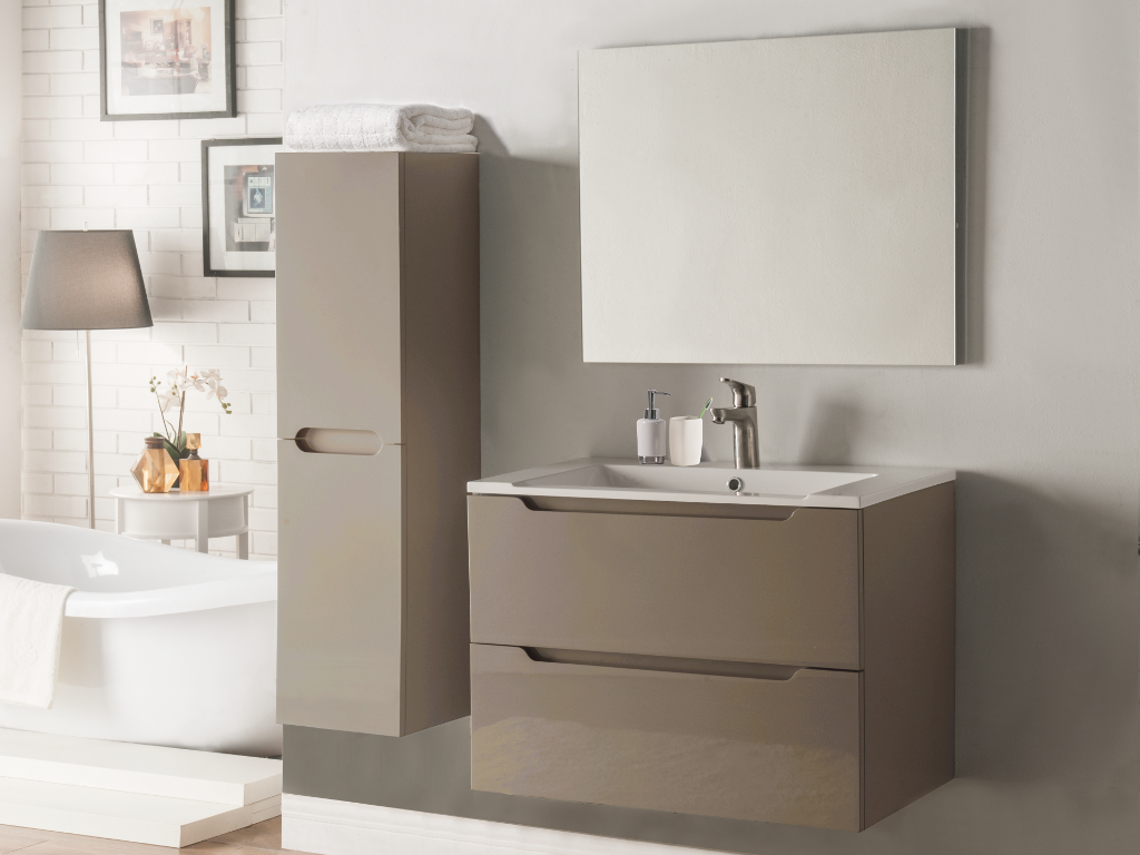 Vente-unique.be Ensemble STEFANIE - meubles de salle de bain - Laqué taupe