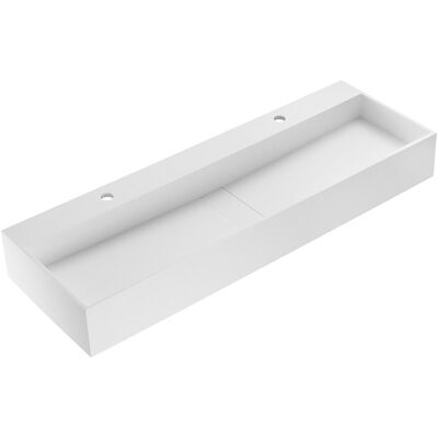 Vente-unique Vasque suspendue en solid surface - Blanc - L120 x l40 x H15 cm - YAMDROK Vente-unique Vasque suspendue en solid surface - Blanc - L120 x l40 x H15 cm - YAMDROK